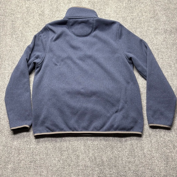 LL BEAN Sweater Mens L Reg Blue Fleece Pullover 1/4 Snap Slightly Fitted 298050 - Picture 2 of 7